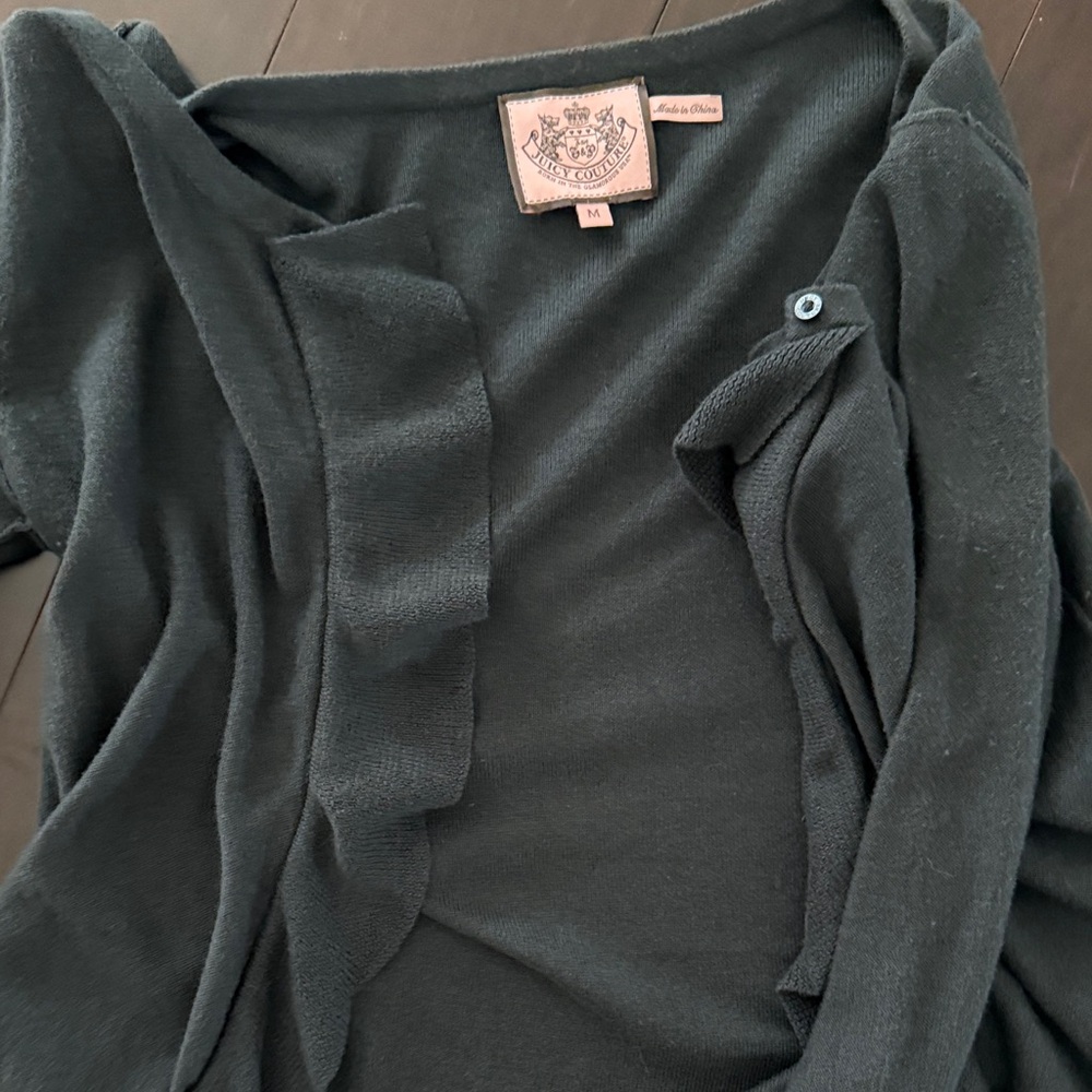 Grey Ruffled Cardigan Sweater - Picture 3 of 3